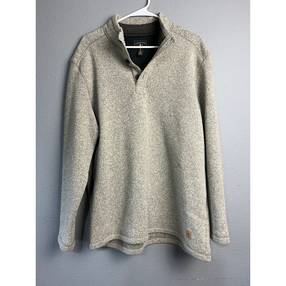 VTG GH Bass Mens XL Quarter Button Sherpa Lined Mock Neck Pullover Heather Gray